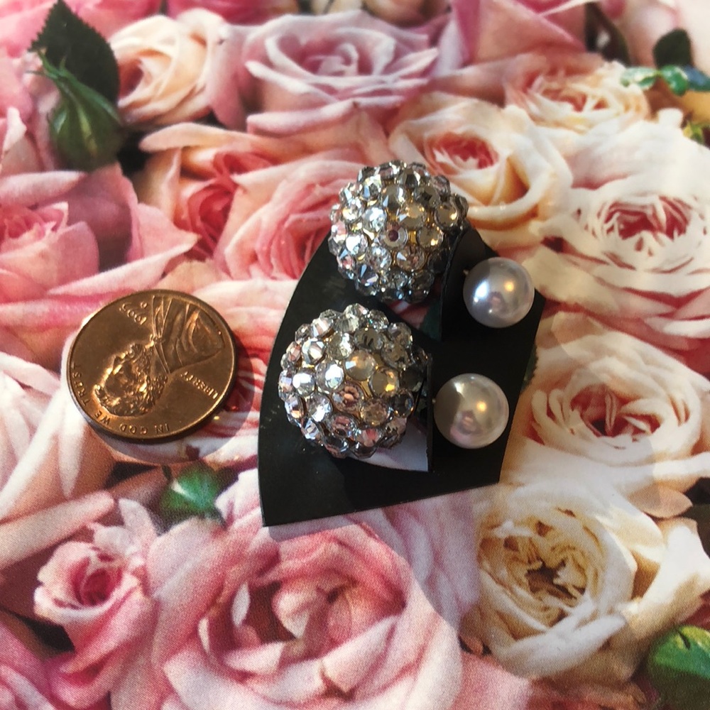 Beautiful reversible studs with glitter and pearl - Picture 3 of 4